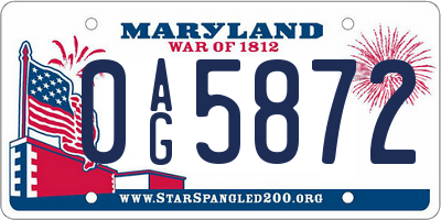 MD license plate 0AG5872