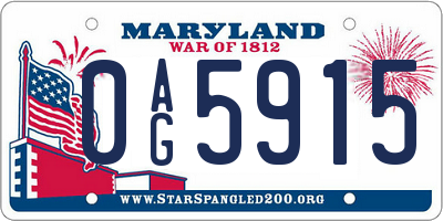 MD license plate 0AG5915