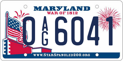 MD license plate 0AG6041