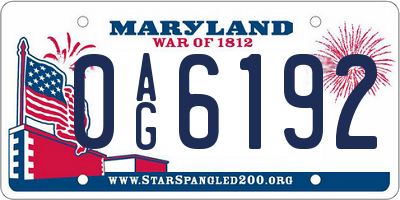 MD license plate 0AG6192
