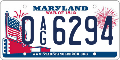 MD license plate 0AG6294