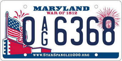 MD license plate 0AG6368
