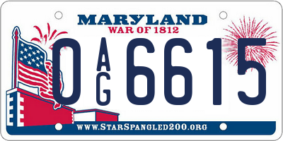 MD license plate 0AG6615