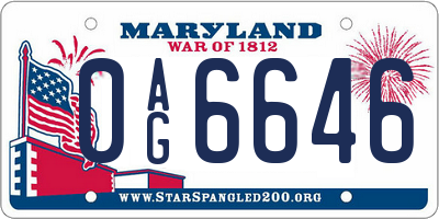 MD license plate 0AG6646