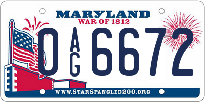 MD license plate 0AG6672