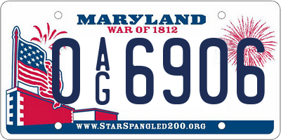 MD license plate 0AG6906