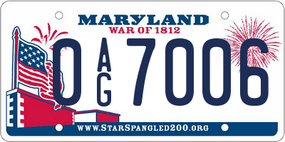 MD license plate 0AG7006