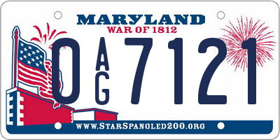 MD license plate 0AG7121