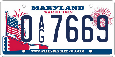 MD license plate 0AG7669