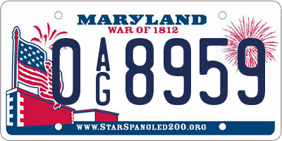 MD license plate 0AG8959