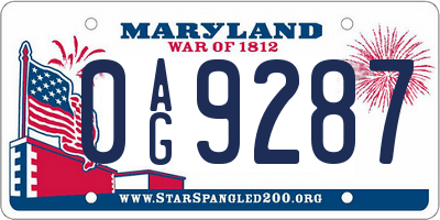 MD license plate 0AG9287