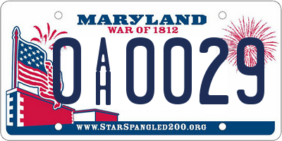 MD license plate 0AH0029