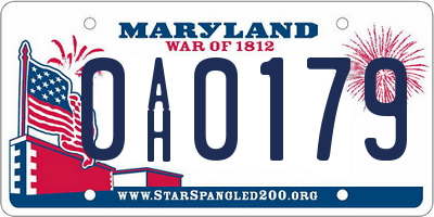 MD license plate 0AH0179