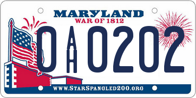 MD license plate 0AH0202