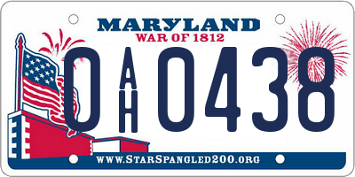 MD license plate 0AH0438