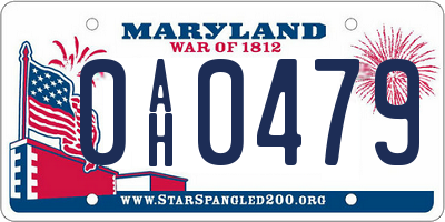 MD license plate 0AH0479