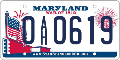 MD license plate 0AH0619