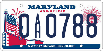 MD license plate 0AH0788