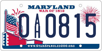 MD license plate 0AH0815
