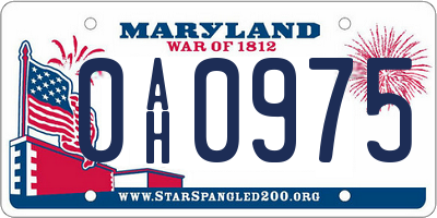MD license plate 0AH0975
