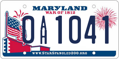 MD license plate 0AH1041