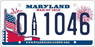 MD license plate 0AH1046