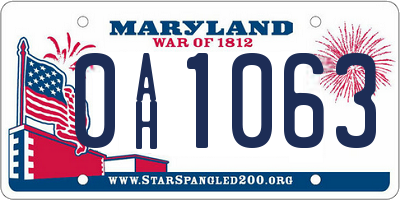 MD license plate 0AH1063