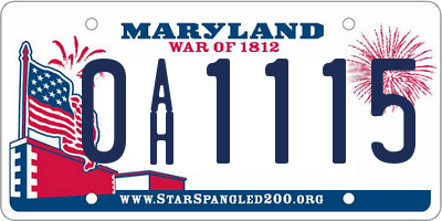 MD license plate 0AH1115