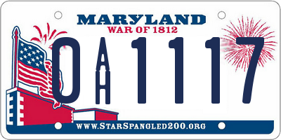 MD license plate 0AH1117