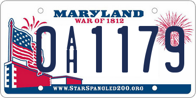 MD license plate 0AH1179
