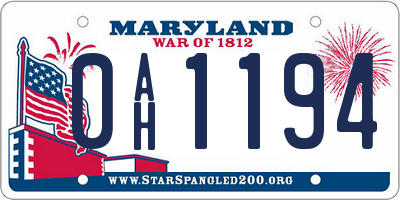 MD license plate 0AH1194