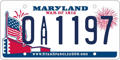 MD license plate 0AH1197