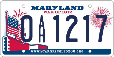 MD license plate 0AH1217