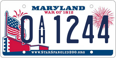 MD license plate 0AH1244