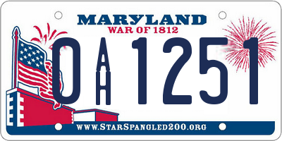 MD license plate 0AH1251