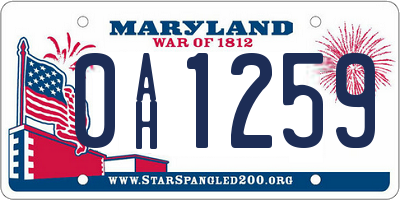 MD license plate 0AH1259