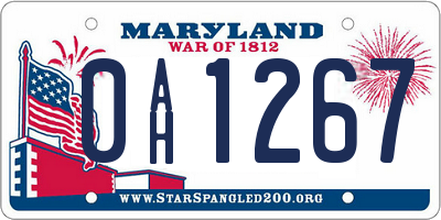 MD license plate 0AH1267