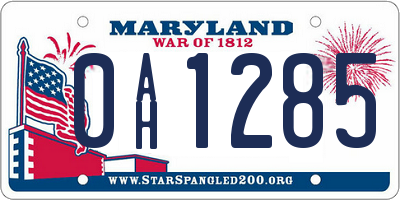 MD license plate 0AH1285