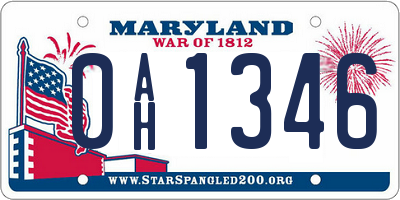 MD license plate 0AH1346