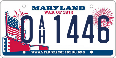 MD license plate 0AH1446