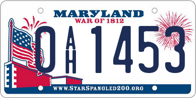 MD license plate 0AH1453
