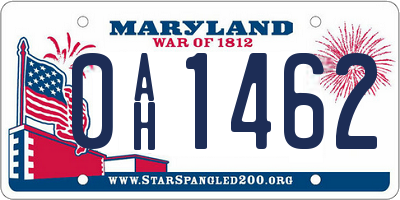 MD license plate 0AH1462
