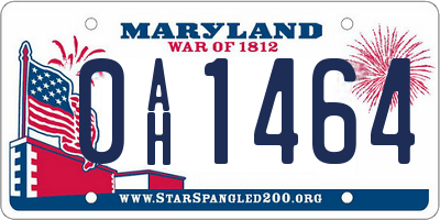 MD license plate 0AH1464