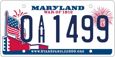 MD license plate 0AH1499
