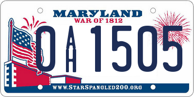 MD license plate 0AH1505