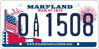 MD license plate 0AH1508