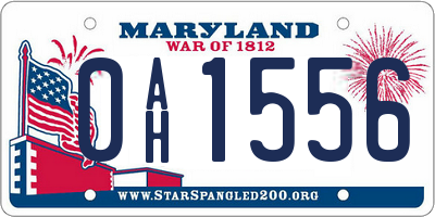 MD license plate 0AH1556