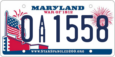 MD license plate 0AH1558