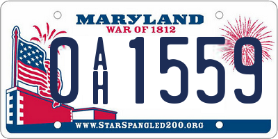 MD license plate 0AH1559