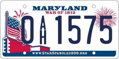 MD license plate 0AH1575